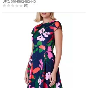 NWOT Jessica Howard Blue Midi Dress with Floral Print. Cap Sleeve. Size 12
